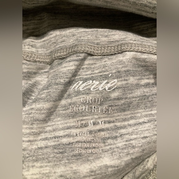 Women aerie grey white stripe legging yoga crop pant capri athletic workout m - Picture 6 of 7